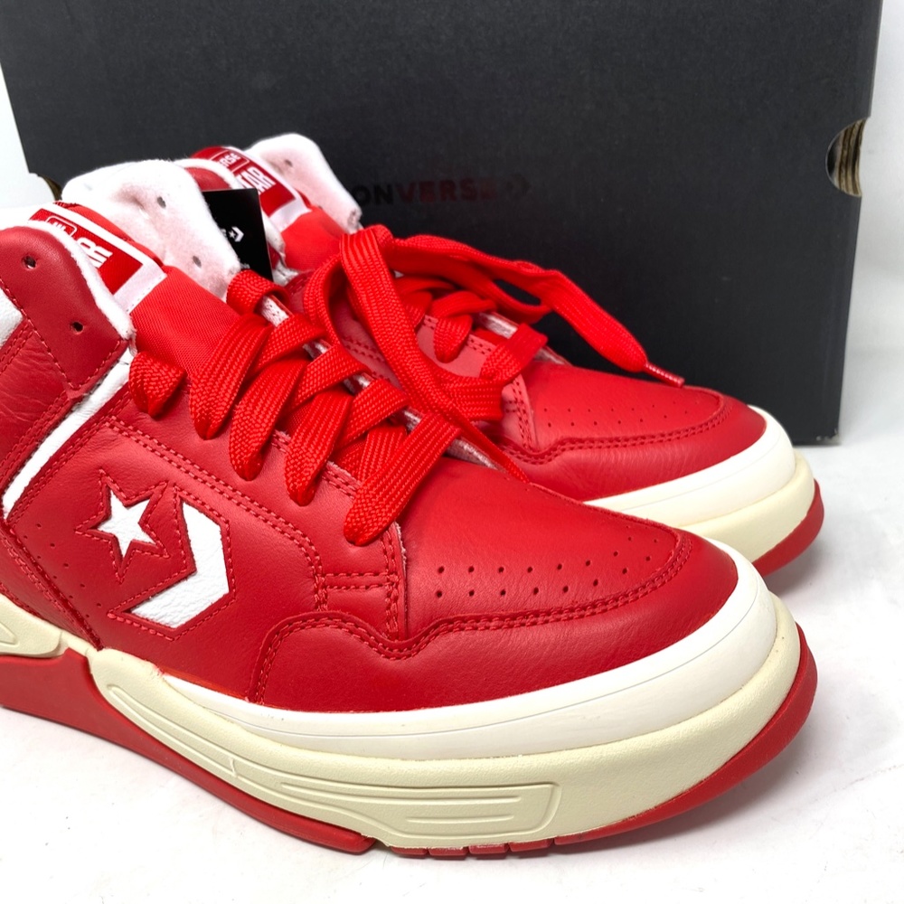 Converse Weapon CX Varsity Leather Shoes Women's Red White Mid Sneakers 172355C - Picture 8 of 11